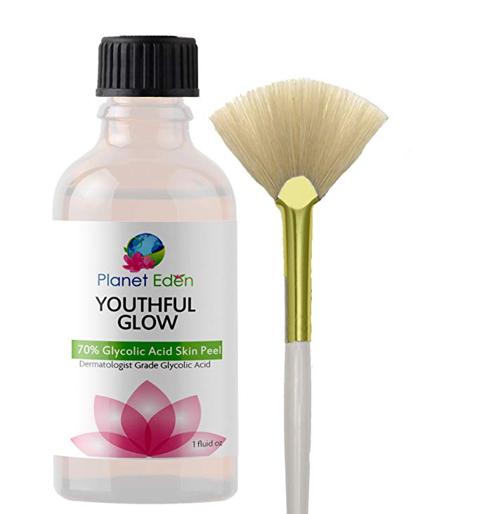Planet Eden 70% Glycolic Acid Skin Peel with Free Fan Brush- Unbuffered Professional Grade