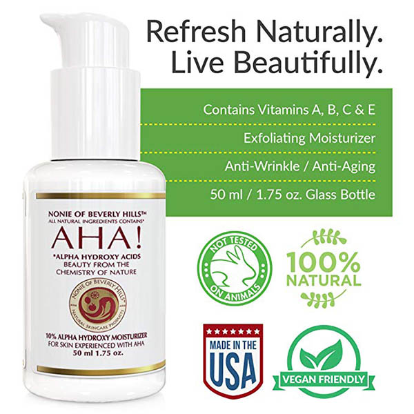 Nonie 10% Alpha Hydroxy Acid Moisturizer - Anti Wrinkle & Anti Aging Treatment - Dead Cell Exfoliater & Renewer 30% - 1.75 oz - Image 6