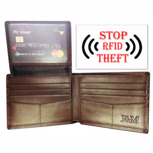 J&M Wallet for Men Genuine Leather RFID Blocking Bifold Stylish Wallet with 2 ID Window