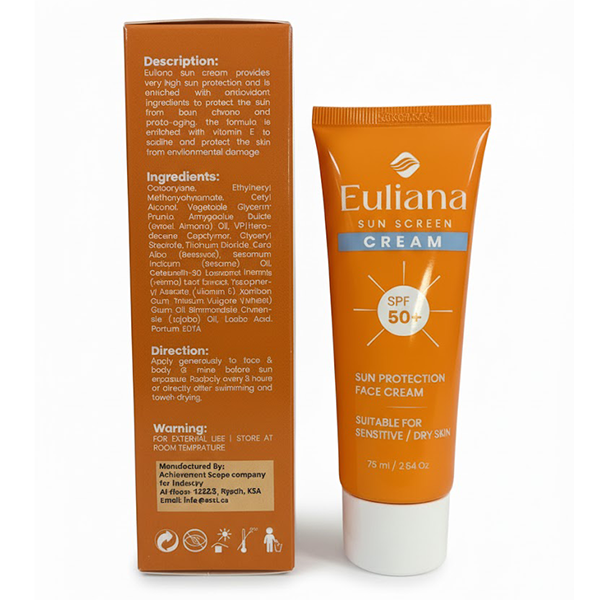 Euliana Sun Screen Cream With Vitamin E 50+ SPF 75ML - Image 2